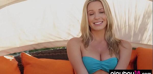  Naked blondie creaming her body after outdoor yoga
